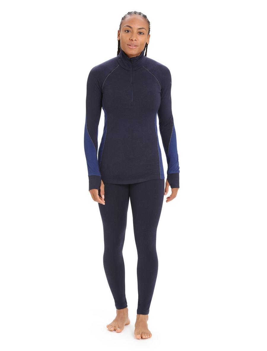 Women's Icebreaker BodyfitZone™ Merino 260 Zone Long Sleeve Half Zip Thermal Top Base Layers Midnight Navy / Royal Navy | CA 1050YXFU